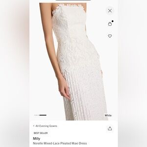 Milly Norelle White Lace Pleated Maxi Dress